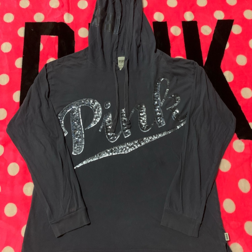 VS Pink blue bling pullover hooded Sz medium